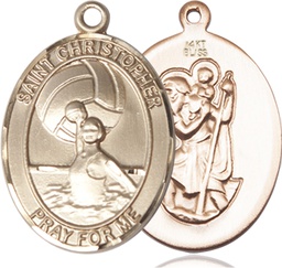 [7199KT] 14kt Gold Saint Christopher Water Polo-Women Medal