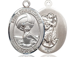 [7199SS] Sterling Silver Saint Christopher Water Polo-Women Medal
