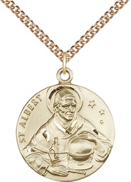 [0832GF/24GF] 14kt Gold Filled Saint Albert the Great Pendant on a 24 inch Gold Filled Heavy Curb chain