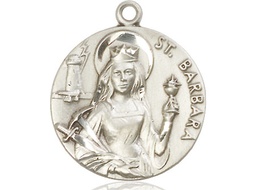 [0834SS] Sterling Silver Saint Barbara Medal