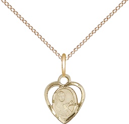 [5409GF/18GF] 14kt Gold Filled Saint Theresa Pendant on a 18 inch Gold Filled Light Curb chain