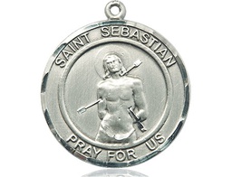 [0835SS] Sterling Silver Saint Sebastian Medal