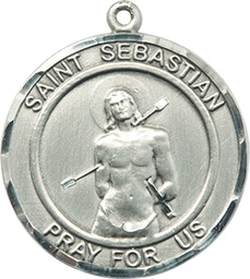 [0835SS] Sterling Silver Saint Sebastian Medal