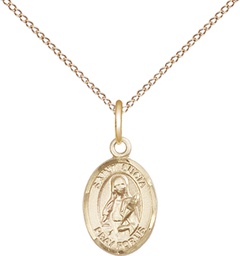 [9065GF/18GF] 14kt Gold Filled Saint Lucia of Syracuse Pendant on a 18 inch Gold Filled Light Curb chain