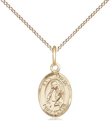 [9065GF/18GF] 14kt Gold Filled Saint Lucia of Syracuse Pendant on a 18 inch Gold Filled Light Curb chain