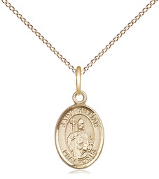 [9067GF/18GF] 14kt Gold Filled Saint Kilian Pendant on a 18 inch Gold Filled Light Curb chain