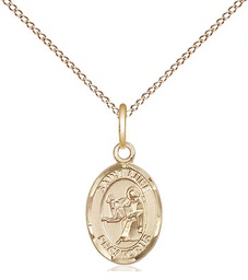 [9068GF/18GF] 14kt Gold Filled Saint Luke the Apostle Pendant on a 18 inch Gold Filled Light Curb chain