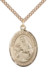 [7203GF/24GF] 14kt Gold Filled Saint Madonna Del Ghisallo Pendant on a 24 inch Gold Filled Heavy Curb chain