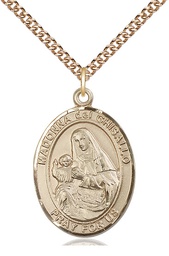[7203GF/24GF] 14kt Gold Filled Saint Madonna Del Ghisallo Pendant on a 24 inch Gold Filled Heavy Curb chain