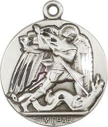 [0840SS] Sterling Silver Saint Michael the Archangel Medal