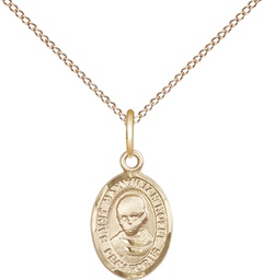 [9073GF/18GF] 14kt Gold Filled Saint Maximilian Kolbe Pendant on a 18 inch Gold Filled Light Curb chain