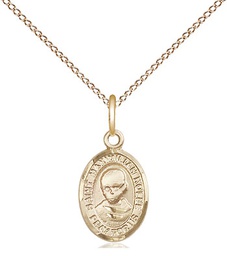 [9073GF/18GF] 14kt Gold Filled Saint Maximilian Kolbe Pendant on a 18 inch Gold Filled Light Curb chain