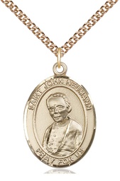 [7204GF/24GF] 14kt Gold Filled Saint John Neumann Pendant on a 24 inch Gold Filled Heavy Curb chain