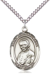 [7204SS/24SS] Sterling Silver Saint John Neumann Pendant on a 24 inch Sterling Silver Heavy Curb chain