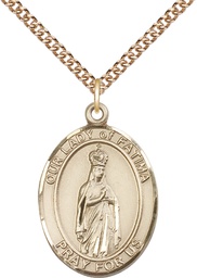 [7205GF/24GF] 14kt Gold Filled Our Lady of Fatima Pendant on a 24 inch Gold Filled Heavy Curb chain