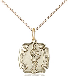 [5686GF/18GF] 14kt Gold Filled Saint Florian Pendant on a 18 inch Gold Filled Light Curb chain