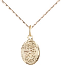 [9076GF/18GF] 14kt Gold Filled Saint Michael the Archangel Pendant on a 18 inch Gold Filled Light Curb chain