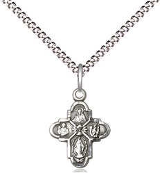 [0843SS/18S] Sterling Silver 4-Way Chalice Pendant on a 18 inch Light Rhodium Light Curb chain