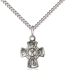 [0845SS/18S] Sterling Silver 5-Way / Chalice Pendant on a 18 inch Light Rhodium Light Curb chain