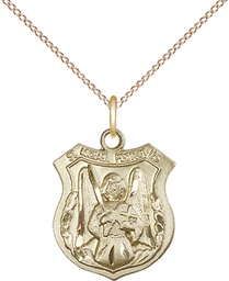 [5697GF/18GF] 14kt Gold Filled Saint Michael the Archangel Pendant on a 18 inch Gold Filled Light Curb chain
