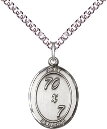 [0867SS/24SS] Sterling Silver First Penance Pendant on a 24 inch Sterling Silver Heavy Curb chain