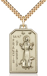 [5724GF/24G] 14kt Gold Filled Saint Francis Pendant on a 24 inch Gold Plate Heavy Curb chain