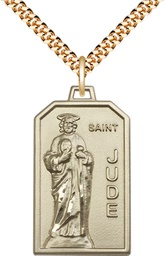 [5725GF/24G] 14kt Gold Filled Saint Jude Pendant on a 24 inch Gold Plate Heavy Curb chain