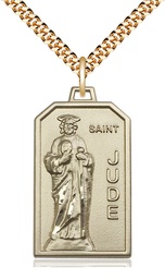 [5725GF/24G] 14kt Gold Filled Saint Jude Pendant on a 24 inch Gold Plate Heavy Curb chain