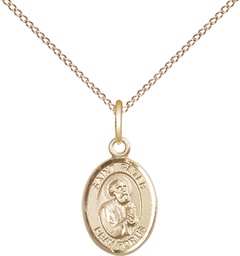 [9090GF/18GF] 14kt Gold Filled Saint Peter the Apostle Pendant on a 18 inch Gold Filled Light Curb chain