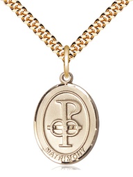 [0869GF/24G] 14kt Gold Filled Matrimony Pendant on a 24 inch Gold Plate Heavy Curb chain