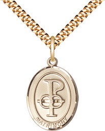 [0869GF/24G] 14kt Gold Filled Matrimony Pendant on a 24 inch Gold Plate Heavy Curb chain