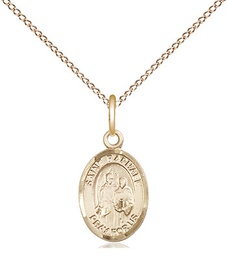 [9092GF/18GF] 14kt Gold Filled Saint Raphael the Archangel Pendant on a 18 inch Gold Filled Light Curb chain
