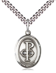 [0869SS/24S] Sterling Silver Matrimony Pendant on a 24 inch Light Rhodium Heavy Curb chain