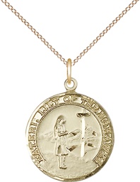 [5899GF/18GF] 14kt Gold Filled Saint Kateri Pendant on a 18 inch Gold Filled Light Curb chain