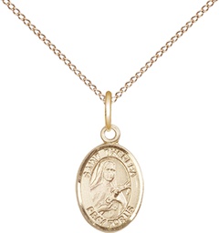 [9106GF/18GF] 14kt Gold Filled Saint Theresa Pendant on a 18 inch Gold Filled Light Curb chain