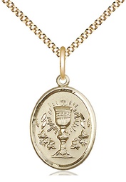 [0875GF/18G] 14kt Gold Filled Chalice Pendant on a 18 inch Gold Plate Light Curb chain