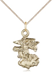 [5940GF/18GF] 14kt Gold Filled Saint Michael the Archangel Pendant on a 18 inch Gold Filled Light Curb chain