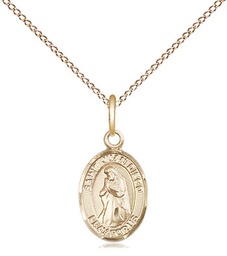 [9111GF/18GF] 14kt Gold Filled Saint Juan Diego Pendant on a 18 inch Gold Filled Light Curb chain