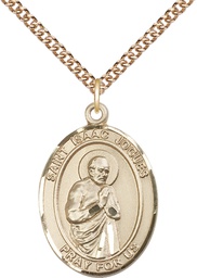 [7212GF/24GF] 14kt Gold Filled Saint Isaac Jogues Pendant on a 24 inch Gold Filled Heavy Curb chain