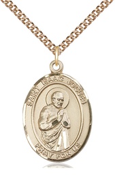[7212GF/24GF] 14kt Gold Filled Saint Isaac Jogues Pendant on a 24 inch Gold Filled Heavy Curb chain