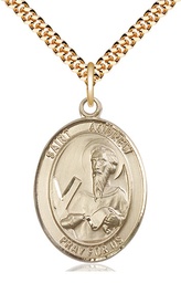 [7000GF/24G] 14kt Gold Filled Saint Andrew the Apostle Pendant on a 24 inch Gold Plate Heavy Curb chain