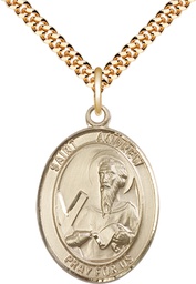 [7000GF/24G] 14kt Gold Filled Saint Andrew the Apostle Pendant on a 24 inch Gold Plate Heavy Curb chain