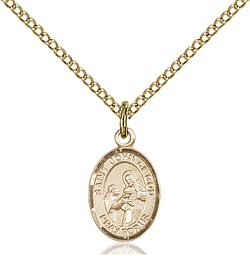 [9112GF/18GF] 14kt Gold Filled Saint John of God Pendant on a 18 inch Gold Filled Light Curb chain