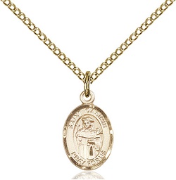 [9113GF/18GF] 14kt Gold Filled Saint Casimir of Poland Pendant on a 18 inch Gold Filled Light Curb chain