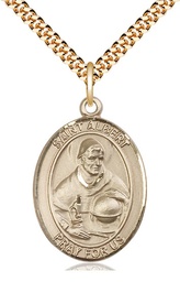 [7001GF/24G] 14kt Gold Filled Saint Albert the Great Pendant on a 24 inch Gold Plate Heavy Curb chain