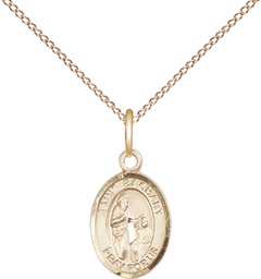 [9116GF/18GF] 14kt Gold Filled Saint Zachary Pendant on a 18 inch Gold Filled Light Curb chain
