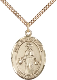 [7214GF/24GF] 14kt Gold Filled Nino de Atocha Pendant on a 24 inch Gold Filled Heavy Curb chain