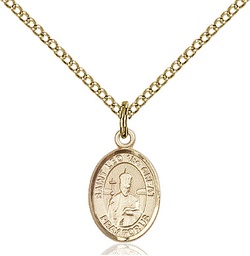 [9120GF/18GF] 14kt Gold Filled Saint Leo the Great Pendant on a 18 inch Gold Filled Light Curb chain