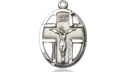 [0878SS] Sterling Silver Crucifix Medal