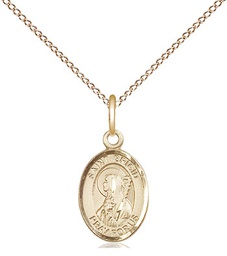 [9123GF/18GF] 14kt Gold Filled Saint Brigid of Ireland Pendant on a 18 inch Gold Filled Light Curb chain